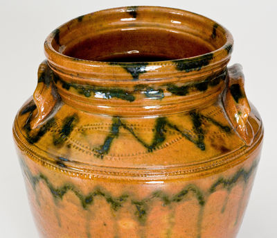 Outstanding Redware Jar attrib. Edward William Farrar, Middlebury, Vermont, circa 1825-30