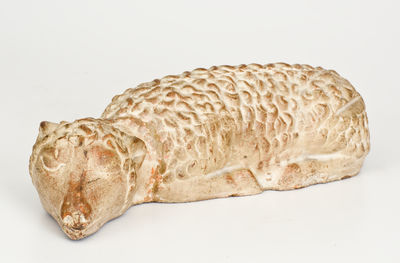 Rare Painted Redware Lamb Doorstop, attributed to J. Eberly & Co., Strasburg, VA, circa 1895