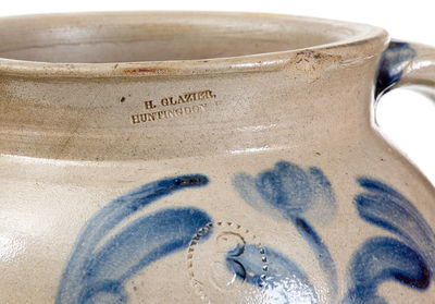 Very Fine H. GLAZIER / HUNTINGDON, PA 3 Gal. Stoneware Jar with Open Handles