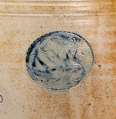 Very Rare Jonathan Fenton (late 18th century Boston) Stoneware Jar w/ Impressed Cartouches