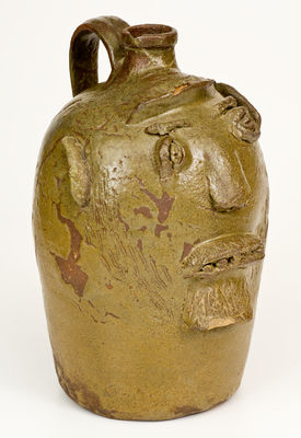 Rare Alkaline-Glazed Southern Stoneware Face Jug, late 19th century