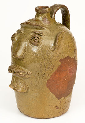 Rare Alkaline-Glazed Southern Stoneware Face Jug, late 19th century