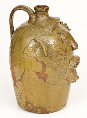Rare Alkaline-Glazed Southern Stoneware Face Jug, late 19th century