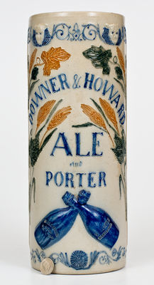 Outstanding Whites Utica Molded Three-Color Stoneware Vase: DOWNER & HOWARD / ALE AND PORTER (Erie, PA)