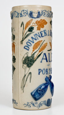 Outstanding Whites Utica Molded Three-Color Stoneware Vase: DOWNER & HOWARD / ALE AND PORTER (Erie, PA)