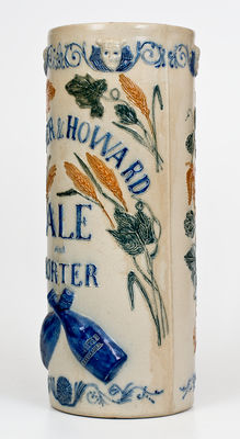 Outstanding Whites Utica Molded Three-Color Stoneware Vase: DOWNER & HOWARD / ALE AND PORTER (Erie, PA)