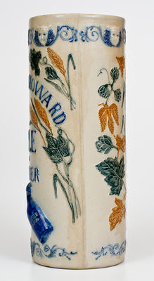 Outstanding Whites Utica Molded Three-Color Stoneware Vase: DOWNER & HOWARD / ALE AND PORTER (Erie, PA)