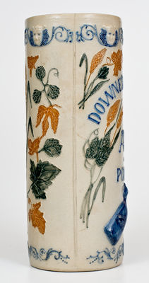 Outstanding Whites Utica Molded Three-Color Stoneware Vase: DOWNER & HOWARD / ALE AND PORTER (Erie, PA)