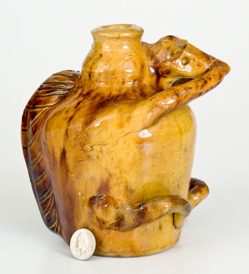 Unusual Earthenware Squirrel Bottle, probably North Carolina origin