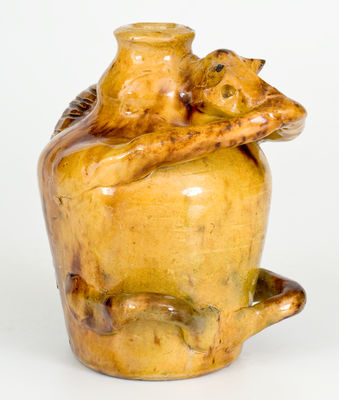 Unusual Earthenware Squirrel Bottle, probably North Carolina origin