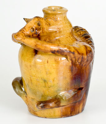 Unusual Earthenware Squirrel Bottle, probably North Carolina origin