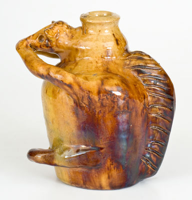 Unusual Earthenware Squirrel Bottle, probably North Carolina origin