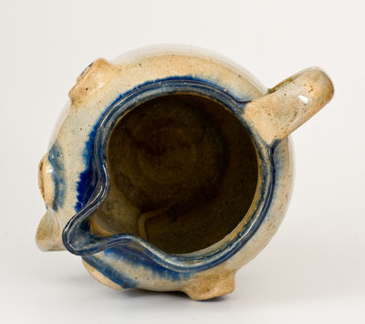 Extremely Rare and Important Cobalt-Decorated Stoneware Face Pitcher, Hilton Pottery, Marion, NC, c1935