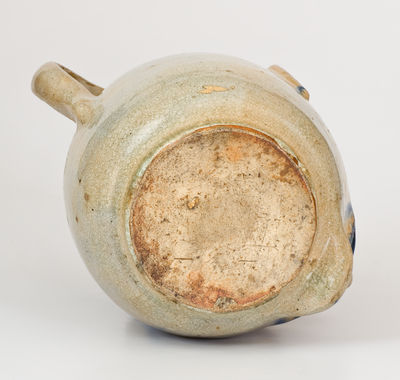 Extremely Rare and Important Cobalt-Decorated Stoneware Face Pitcher, Hilton Pottery, Marion, NC, c1935