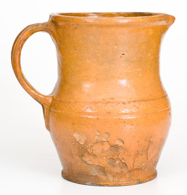 Rare attrib. Nathan Dicks, Randolph County, North Carolina Redware Pitcher