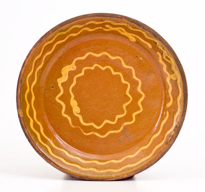 Slip-Decorated Redware Dish, possibly Hervey Brooks, Goshen, Connecticut, mid 19th century