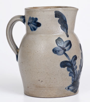 Quart-Sized Baltimore, MD Stoneware Pitcher with Cobalt Floral Decoration