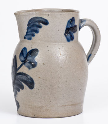 Quart-Sized Baltimore, MD Stoneware Pitcher with Cobalt Floral Decoration