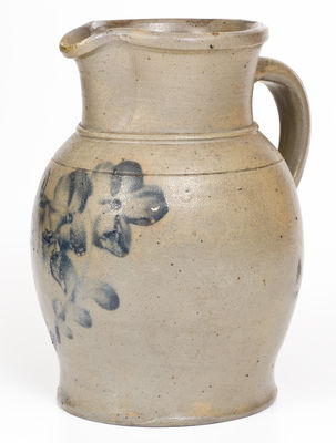 One-Gallon Baltimore Stoneware Pitcher with Cobalt Clover Decoration