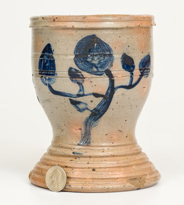 Small-Sized Stoneware Urn with Cobalt Floral Decoration, Ohio origin