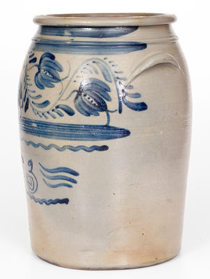 Fine Three-Gallon Western PA Stoneware Jar with Freehand Cobalt Decoration