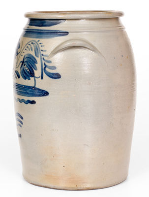 Fine Three-Gallon Western PA Stoneware Jar with Freehand Cobalt Decoration