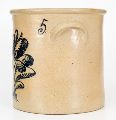 Rare and Fine STETZENMEYER & GOETZMAN / ROCHESTER Crock w/ Elaborate Decoration and Misspelled Mark