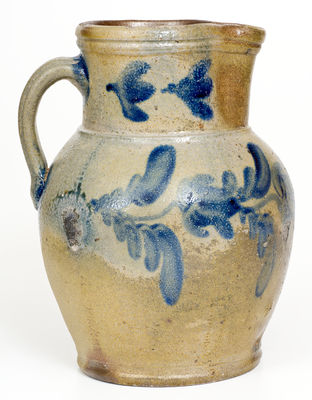 One-and-a-Half-Gallon Huntingdon County, PA Stoneware Pitcher w/ Cobalt Floral Decoration