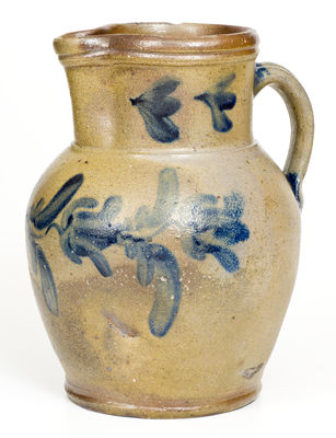 One-and-a-Half-Gallon Huntingdon County, PA Stoneware Pitcher w/ Cobalt Floral Decoration