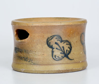 Rare COWDEN & WILCOX / HARRISBURG, PA Stoneware Spittoon w/ Slip-Trailed Foliate Decoration