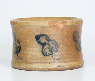 Rare COWDEN & WILCOX / HARRISBURG, PA Stoneware Spittoon w/ Slip-Trailed Foliate Decoration