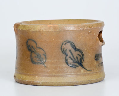 Rare COWDEN & WILCOX / HARRISBURG, PA Stoneware Spittoon w/ Slip-Trailed Foliate Decoration
