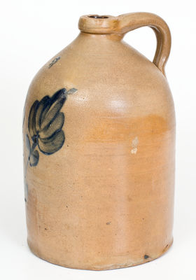 Two-Gallon New York State Stoneware Jug w/ Cobalt Floral Decoration