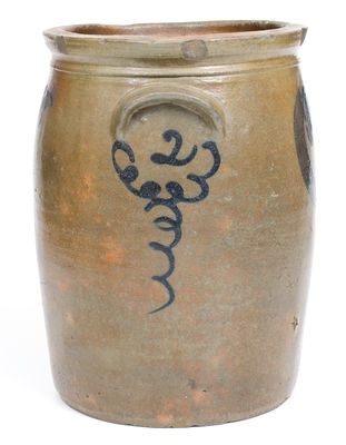 Unusual Two-Gallon Cobalt-Decorated Virginia Stoneware Jar