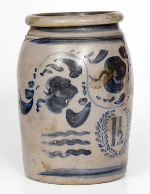 Fine One-and-a-Half-Gallon Western PA Stoneware Jar w/ Profuse Cobalt Decoration