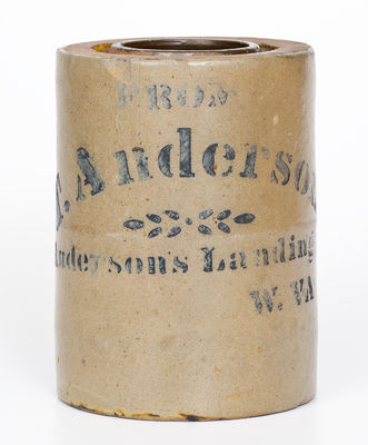 "FROM / T. Anderson / Anderson's Landing / W. VA" Stoneware Canning Jar