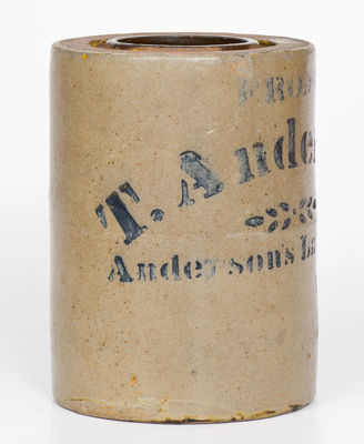 "FROM / T. Anderson / Anderson's Landing / W. VA" Stoneware Canning Jar