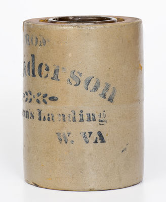 "FROM / T. Anderson / Anderson's Landing / W. VA" Stoneware Canning Jar