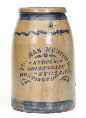 Stoneware Canning Jar with Huntington, West Virginia Advertising