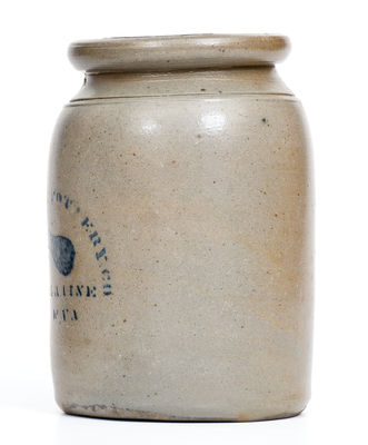 PALATINE POTTERY CO / PALATINE / W. VA Stoneware Canning Jar w/ Stenciled Pear Motif