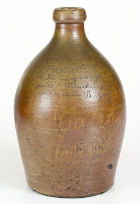 Very Rare Inscribed Canton, Ohio Stoneware Jug by Joseph Halm at Bernard Goetz s Pottery, 1855