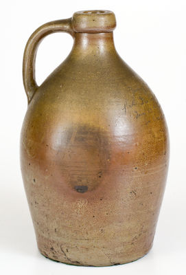 Very Rare Inscribed Canton, Ohio Stoneware Jug by Joseph Halm at Bernard Goetz s Pottery, 1855