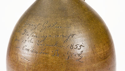 Very Rare Inscribed Canton, Ohio Stoneware Jug by Joseph Halm at Bernard Goetz s Pottery, 1855