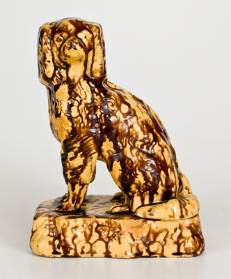 Yellowware Figure of a Spaniel on Base, probably Ohio, circa 1850-1880