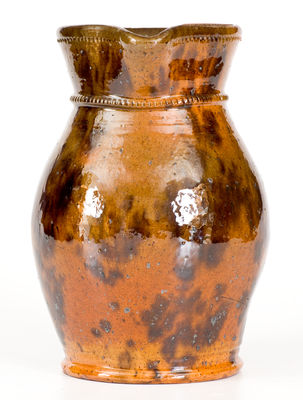 Glazed Redware Pitcher attrib. Jacob Medinger, Limerick Township, Montgomery County, PA, early 20th century