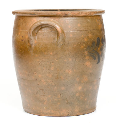 THOMAS & BRO / HUNTINGDON PA Stoneware Jar w/ Cobalt Floral Decoration