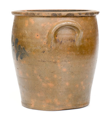 THOMAS & BRO / HUNTINGDON PA Stoneware Jar w/ Cobalt Floral Decoration