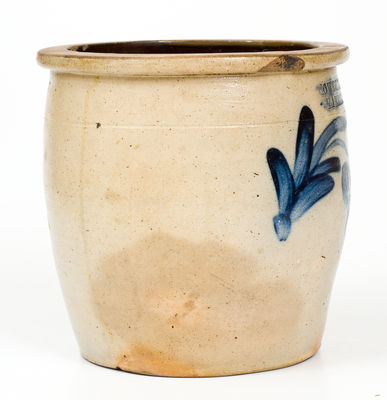 COWDEN & WILCOX / HARRISBURG, PA Stoneware Jar w/ Cobalt Cherries Decoration