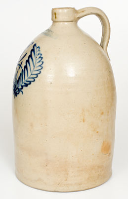 Four-Gallon BURGER & CO / ROCHESTER, N.Y. Stoneware Jug w/ Cobalt Wreath Decoration