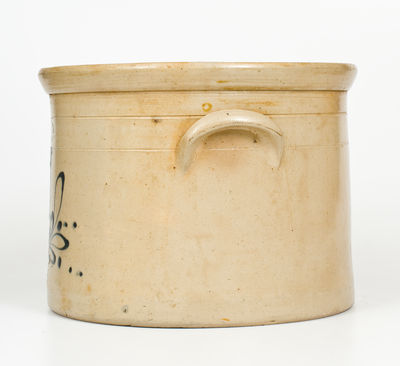 OTTMAN BROS / FORT EDWARD N.Y. Stoneware Cake Crock w/ Cobalt Bird Decoration